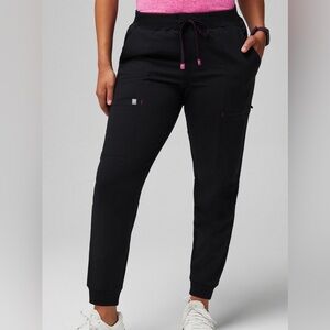 Fabletics On-Call Scrub Jogger Small in Black/Hibiscus